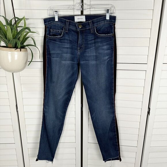 Current Elliott Abthro 27 Stiletto Mid Townie Skinny Jean Step Hem Velvet Stripe - Picture 1 of 10